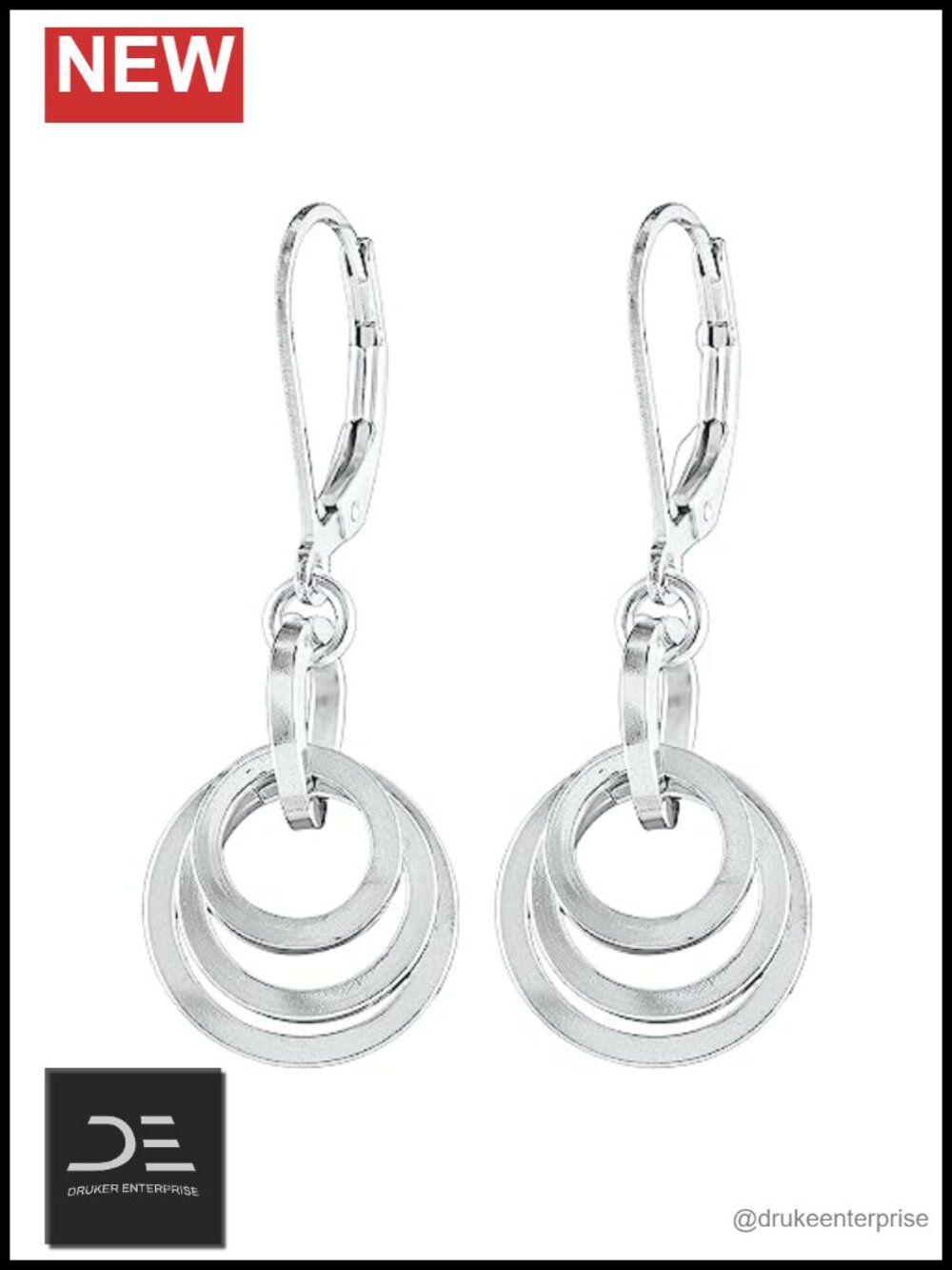Dainty Sterling Silver Concentric Circle Leverback Earrings for Women